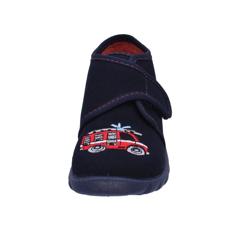 Fischer-Markenschuh Flexi Hausschuh mit Feuerwehrauto, aus Baumwollstoff mit Frotteefutter – Bild 4 von 5