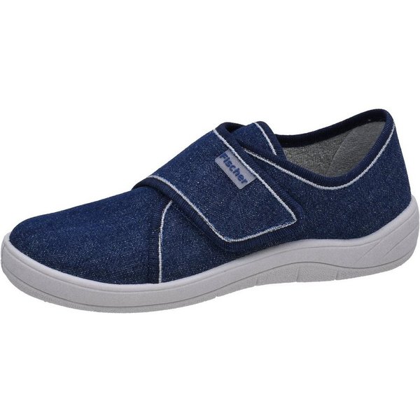 Fischer-Markenschuh Tim Hausschuh aus Jeansstoff, mit Baumwoll-Frotteefutter, gepolstertes Fußbett