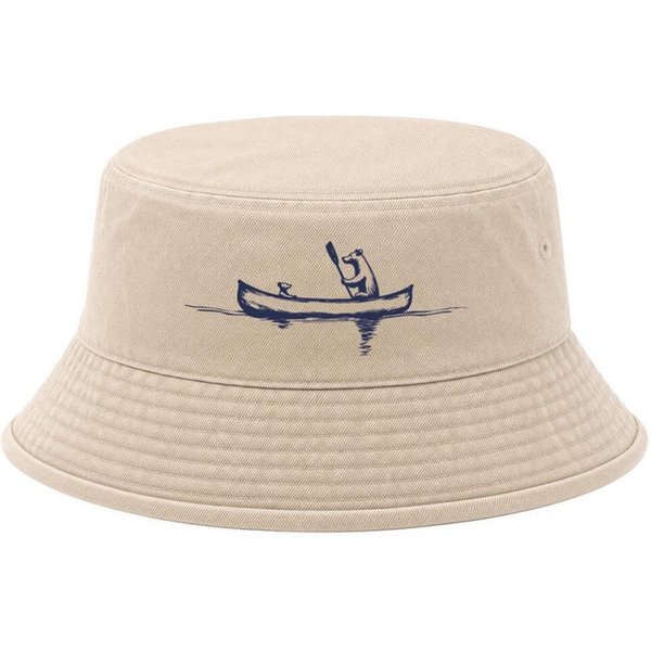 Neverless Fischerhut Anglerhut mit Print Bär Kanu Bucket Hat Baumwolle Neverless®