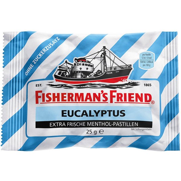 FISHERMAN'S FRIEND Süßigkeit, Fishermans Friend Eucalyptus Menthol Pastillen ohne Zuckerzusatz 25g