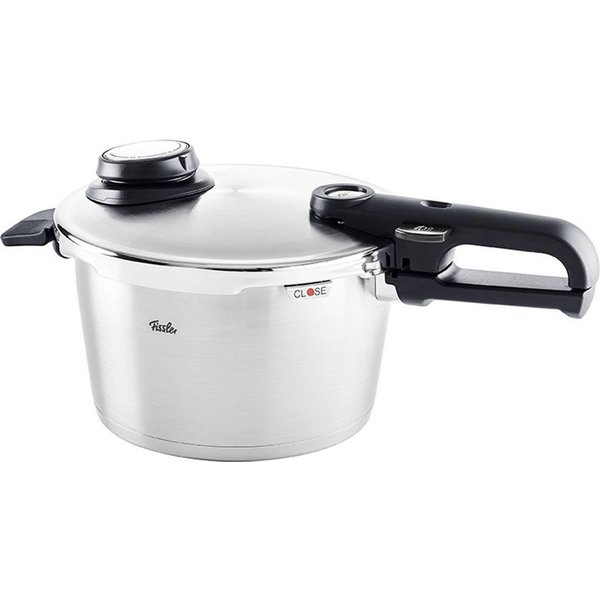 Fissler Schnellkochtopf Vitavit® Premium Edelstahl Dampfkochtopf mit Einsatz Induktion, Edelstahl 18/10 (3-tlg), Verriegelungsanzeige, Einstellbares Abdampfen, 