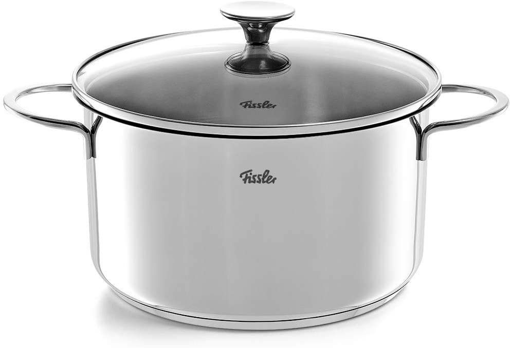 Fissler Topf-Set Copenhagen, Edelstahl 18/10 (Set, 9-tlg., Bratentopf 20 cm, je 1 Kochtopf 16/20/24 cm, Stielkasserolle 16 cm), Töpfe mit Glasdeckel, Mess-Skala – Bild 2 von 5