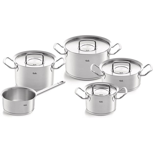 Fissler Topf-Set ORIGINAL-PROFI COLLECTION® Edelstahl-Topfset, Edelstahl 18/10 (7-tlg., je 1 Kochtopf 16/20/24 cm, Kasserolle 16 cm, Bratentopf 20 cm), mit brei