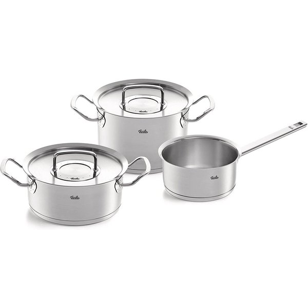 Fissler Topf-Set ORIGINAL-PROFI COLLECTION® Edelstahl-Topfset, Edelstahl 18/10 (1-tlg., 1x Bratentopf Ø 20 cm, 1x Kochtopf Ø 20 cm, 1x Kasserolle Ø 16 cm), mit 