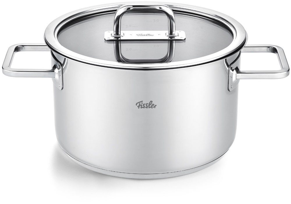 Fissler Topf-Set Viseo® Pro, Edelstahl 18/10 (Set, 9-tlg., 3 Kochtöpfe & 1 Bratentopf mit Deckel, 1 Stielkasserolle), 9-teiliges Edelstahl-Topfset mit Superther – Bild 3 von 5