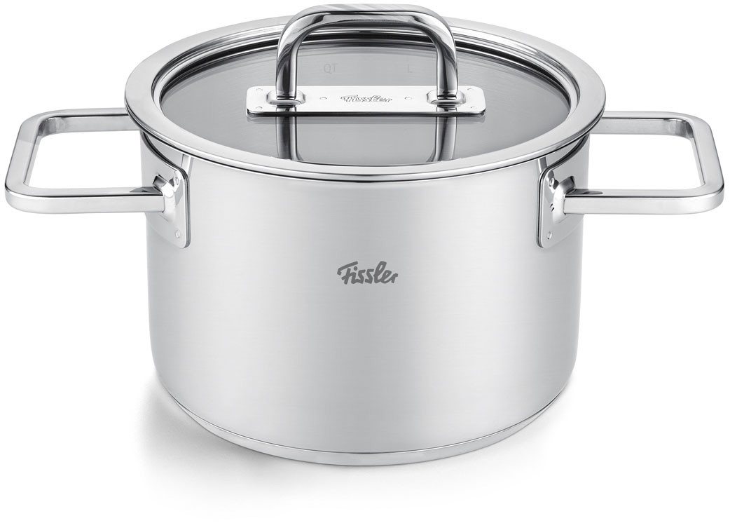 Fissler Topf-Set Viseo® Pro, Edelstahl 18/10 (Set, 9-tlg., 3 Kochtöpfe & 1 Bratentopf mit Deckel, 1 Stielkasserolle), 9-teiliges Edelstahl-Topfset mit Superther – Bild 4 von 5