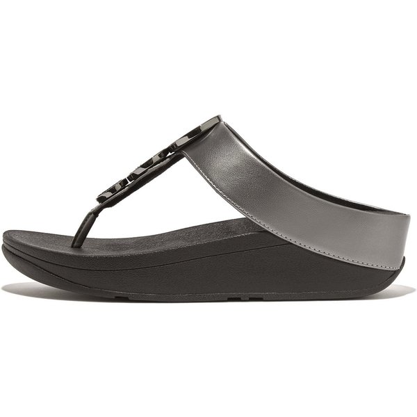 Fitflop HALO BEAD-CIRCLE METALLIC TOE-POST SANDALS Dianette Pool Slides, Pantolette mit dämpfender Zwischensohlentechnologie