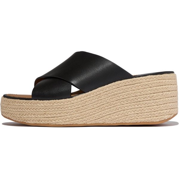 Fitflop PLATFFORMS ESPADRILLE LEATHER WEDGE CROSS SLIDES Pantolette Keilabsatz, Plateau, Sommerschuh mit Wedge