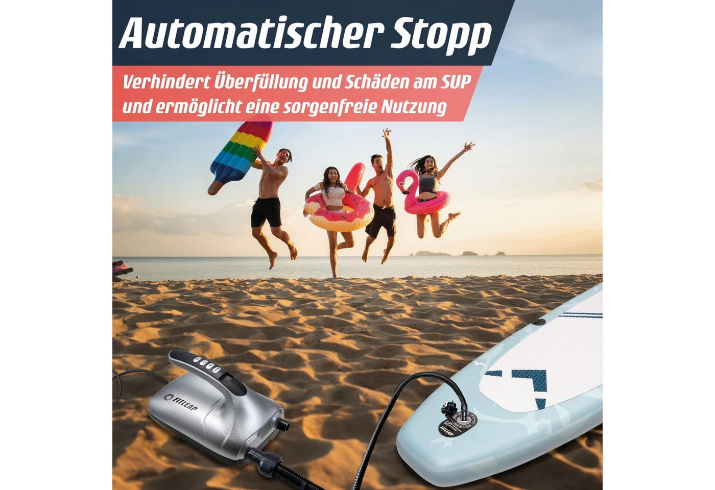 Fitleap SUP-Pumpe Elektrisch 20 PSI, Elektrische Pumpe für SUP Board, 12V Pumpe, 2-in-1…, Robustes Material, Komplettes SUP-Set, stabil, Leicht transportierbar – Bild 3 von 5