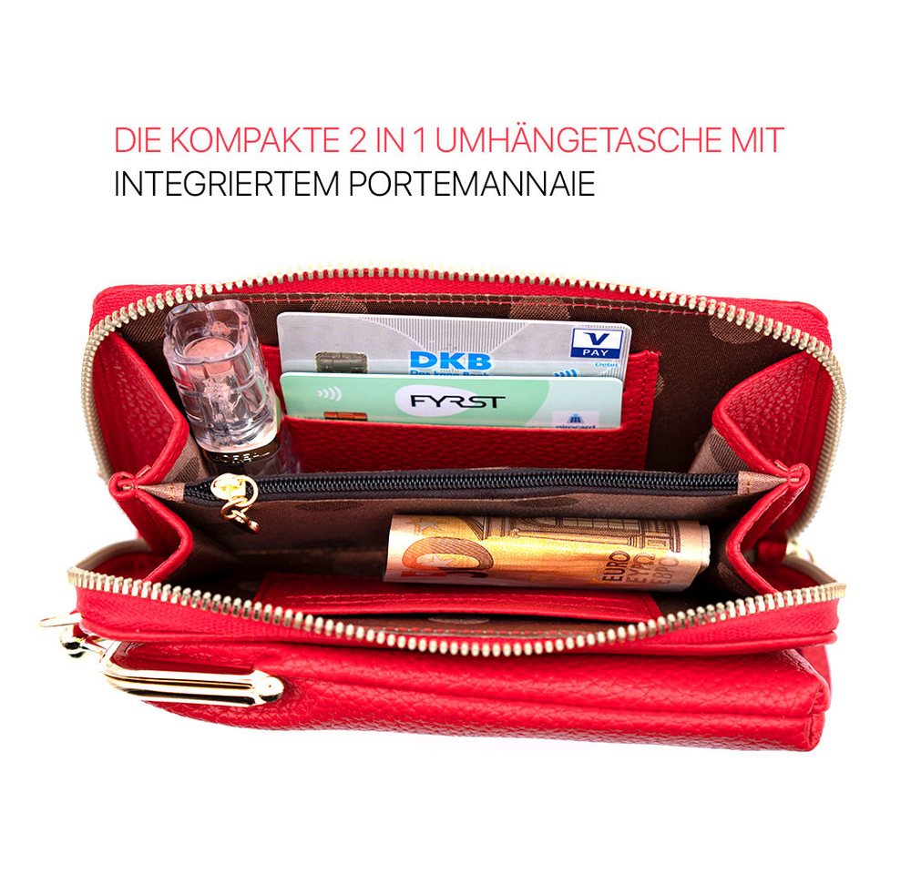 FITSU Mini Bag Umhängetasche, Schultertasche, Handytasche zum Umhängen, Umhängetasche mit Handyfach und abnehmbaren Schultergurt – Bild 4 von 5