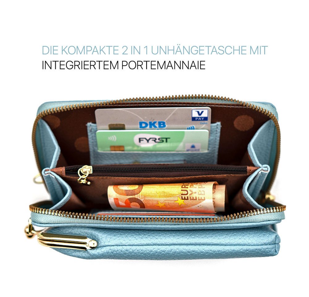 FITSU Mini Bag Umhängetasche, Schultertasche, Handytasche zum Umhängen, Umhängetasche mit Handyfach und abnehmbaren Schultergurt – Bild 4 von 5