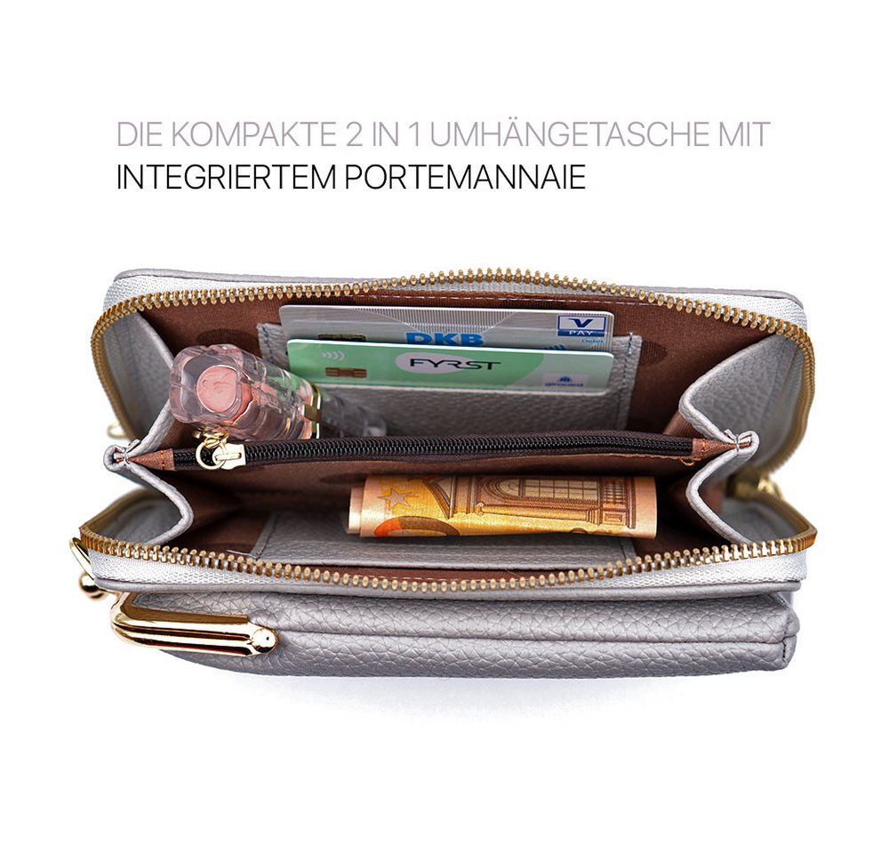 FITSU Mini Bag Umhängetasche, Schultertasche, Handytasche zum Umhängen, Umhängetasche mit Handyfach und abnehmbaren Schultergurt – Bild 4 von 5