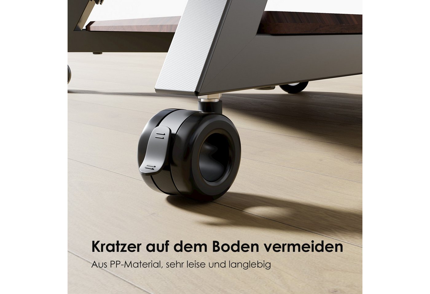 FITUEYES Lenkrolle 4er Set, M8 Gewinde mit Feststellbremse, 360° drehbar, Tragkraft bis 80 kg – Bild 3 von 5