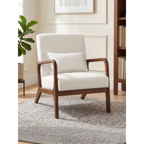 FiveWillowise Sessel mit Armlehnen, Stabiler Massivholzrahmen, Wohnzimmersessel, Beige (1-St)