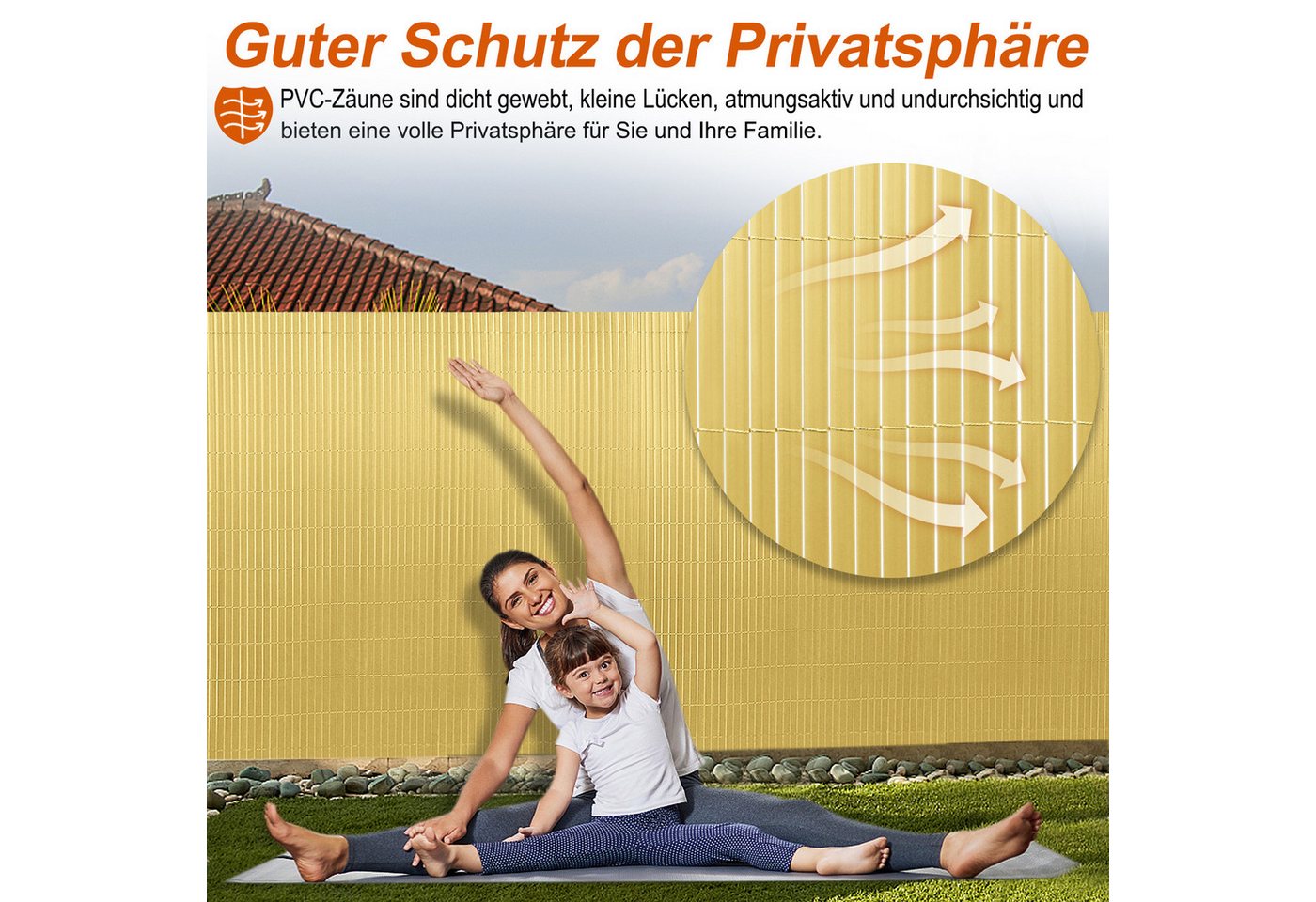 FIVMEN Balkonsichtschutz PVC Sichtschutzmatte Sichtschutzzaun Balkonverkleidung, Bambus Sichtschutzzaun mit Kabelbindern – Bild 4 von 5