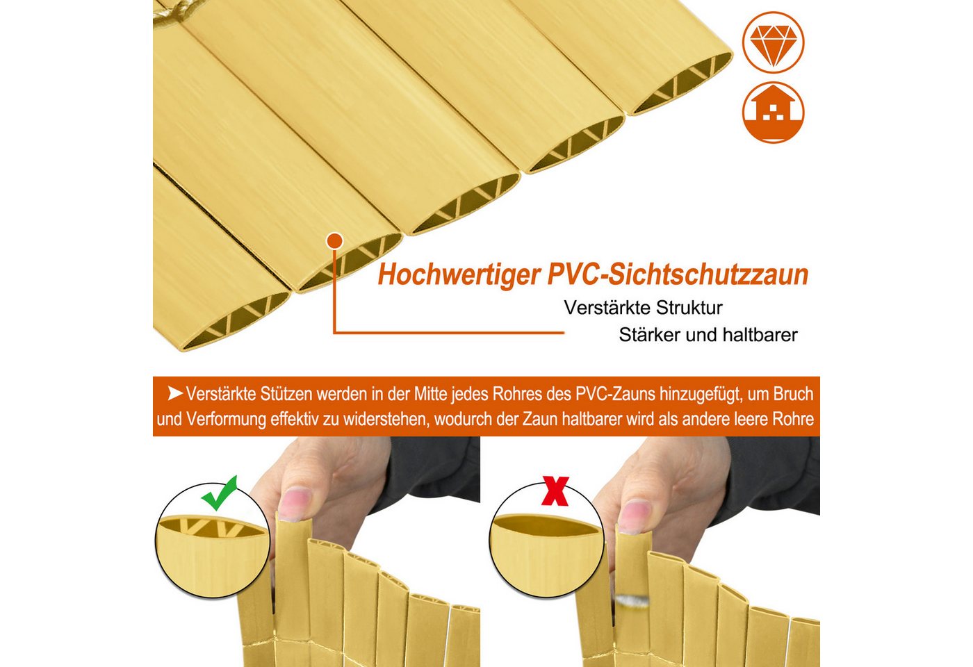 FIVMEN Balkonsichtschutz PVC Sichtschutzmatte Sichtschutzzaun Balkonverkleidung, Bambus Sichtschutzzaun mit Kabelbindern – Bild 5 von 5