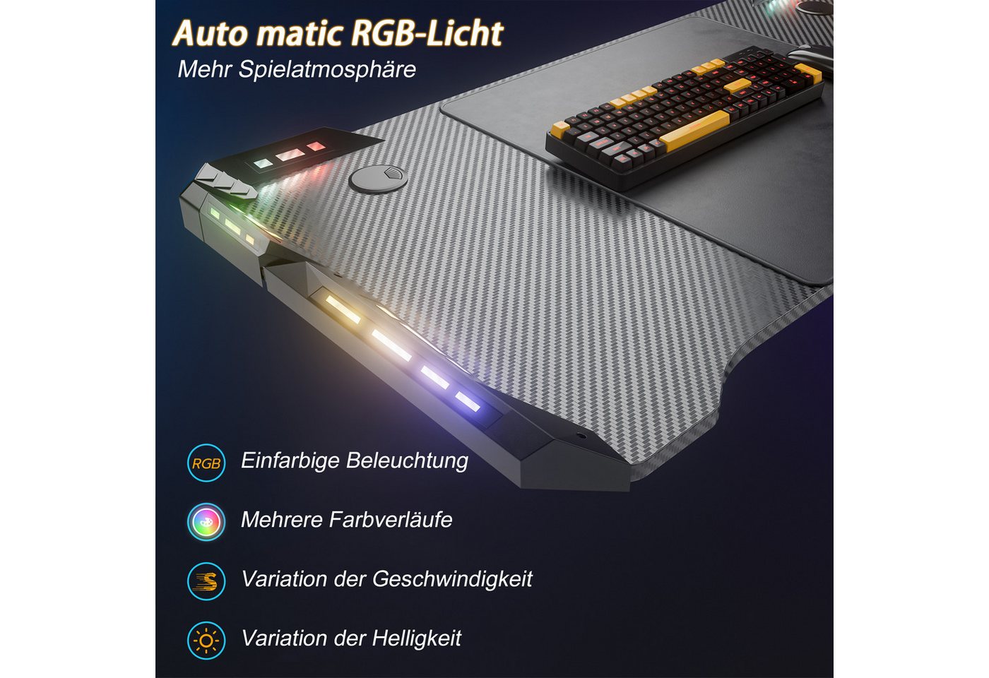 FIVMEN Computertisch Gaming Schreibtisch mit LED M-Frame Computer Tisch Gamingtisch – Bild 5 von 5