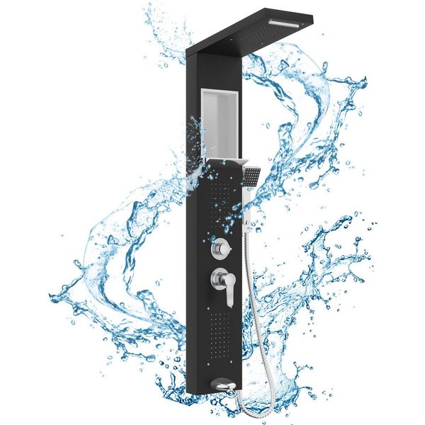 FIVMEN Duschsystem 5‑in‑1 Duschpaneel aus Gebürstetem Edelstahl Regendusche Wasserfall, Rückenmassage Handbrause multifunktional einfache Wandmontage