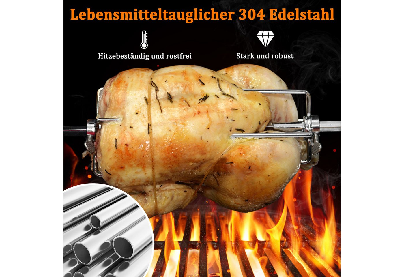 FIVMEN Fleischgabel Fleischnadeln Edelstahl Fleischklammer Grillspieß Grill für Drehspieß, Multifunktionale Klammern für Grillspieß 2 Stück per Set – Bild 3 von 5