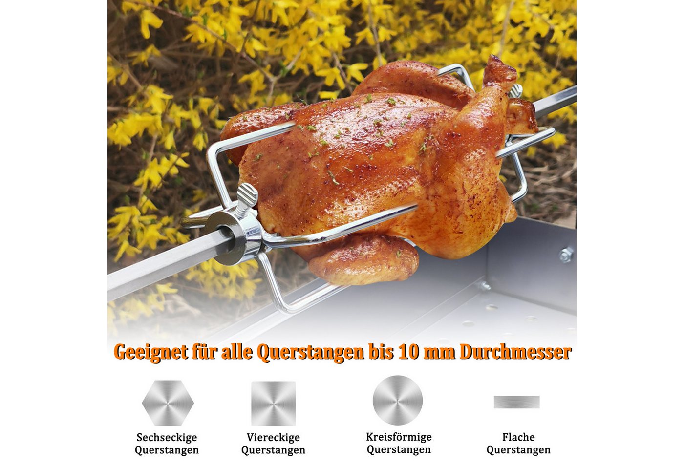FIVMEN Fleischgabel Fleischnadeln Edelstahl Fleischklammer Grillspieß Grill für Drehspieß, Multifunktionale Klammern für Grillspieß 2 Stück per Set – Bild 4 von 5
