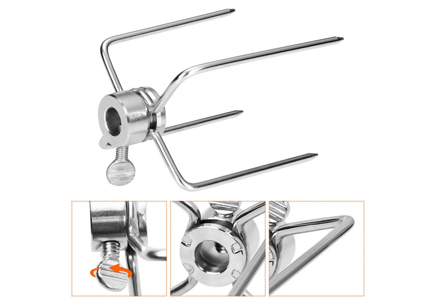 FIVMEN Fleischgabel Fleischnadeln Edelstahl Fleischklammer Grillspieß Grill für Drehspieß, Multifunktionale Klammern für Grillspieß 2 Stück per Set – Bild 5 von 5