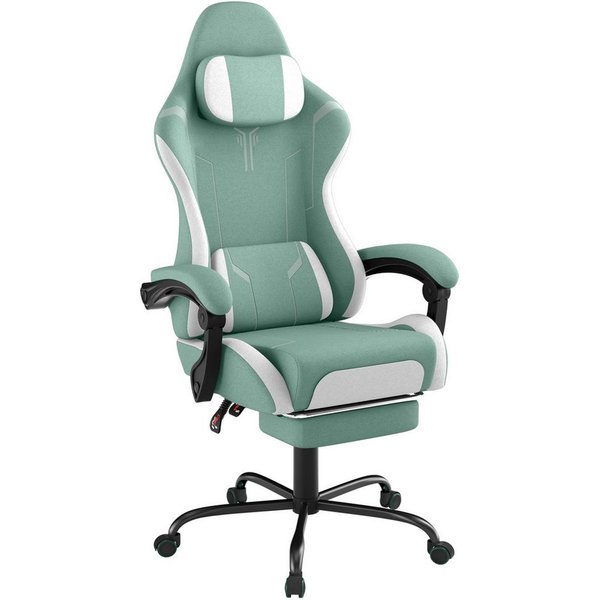 FIVMEN Gaming-Stuhl Racing Ergonomischer Computer-Bürostuhl mit Massage-Lendenkissen, Ausziehbarer Fußstütze Lordosenstütze Kopfstütze, höhenverstellbarer