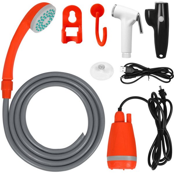 FIVMEN Gartendusche Akku Campingdusche Tauchpumpe Handbrause Aussendusche Camping Dusche (1 St), mit 2200mAh wiederaufladbarer Akku, USB-Ladekabel, für Camping,