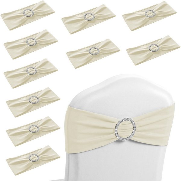 FIVMEN Hussen-Set Stuhlschleifen Elastische Stuhlbänder Schleife & Schiebeschnalle, bis max.50cm Dehnlänge für Feier Hotel Party Dekoration 10er/30er