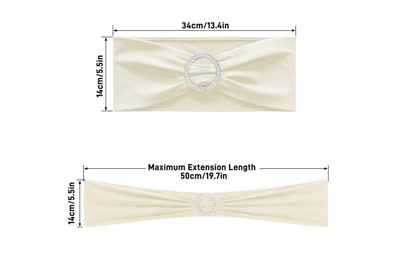 FIVMEN Hussen-Set Stuhlschleifen Elastische Stuhlbänder Schleife & Schiebeschnalle, bis max.50cm Dehnlänge für Feier Hotel Party Dekoration 10er/30er – Bild 2 von 5