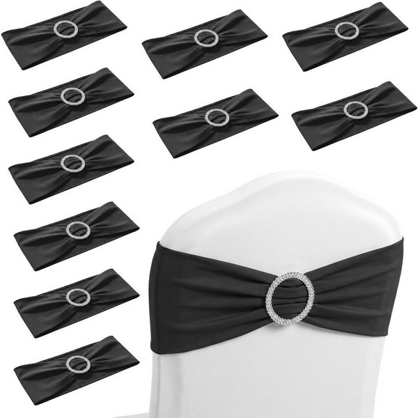 FIVMEN Hussen-Set Stuhlschleifen Elastische Stuhlbänder Schleife & Schiebeschnalle, bis max.50cm Dehnlänge für Feier Hotel Party Dekoration 10er/30er