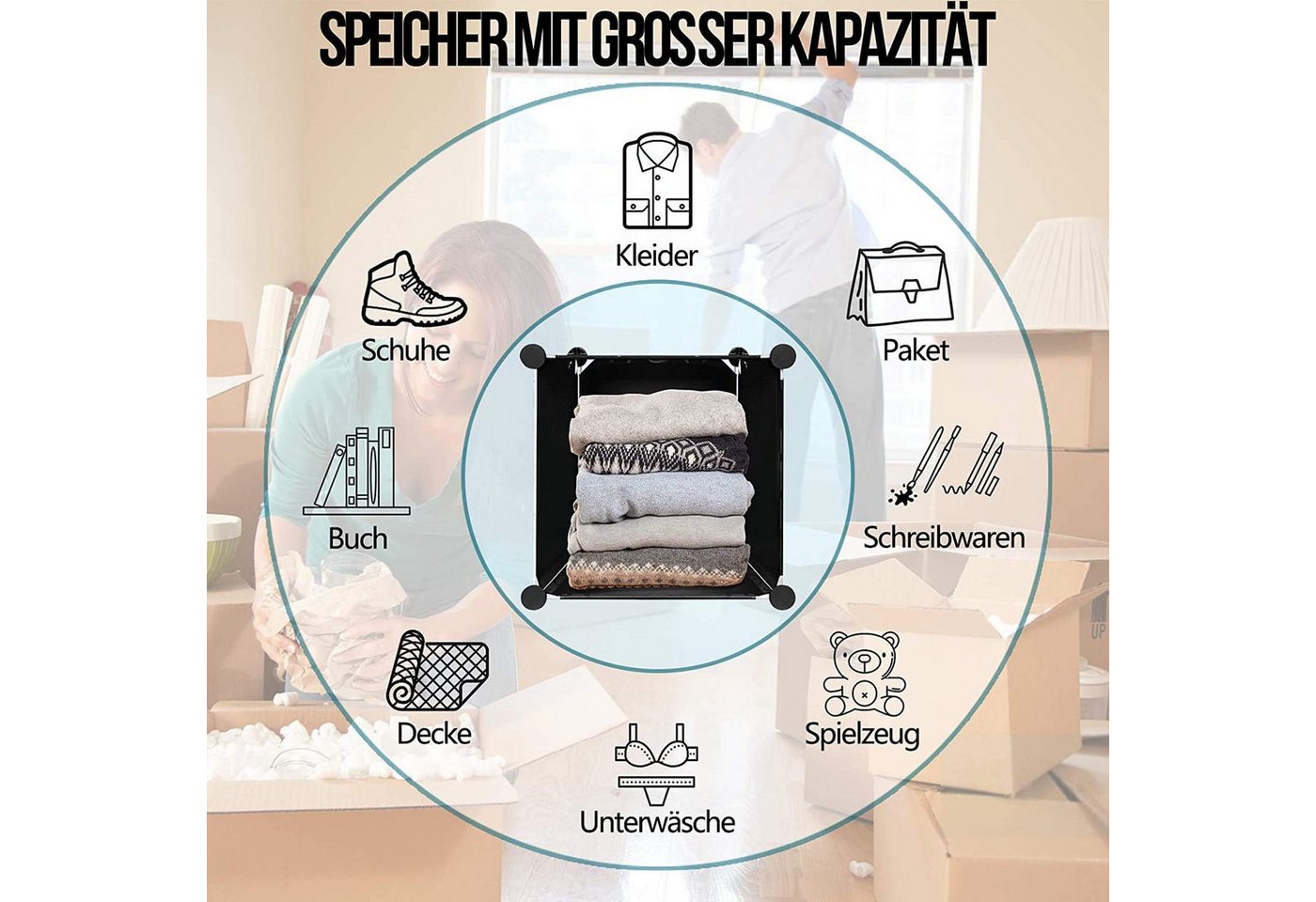 FIVMEN Kleiderschrank DIY Regalsystem Platzsparendes Steckregalsystem – Bild 5 von 5