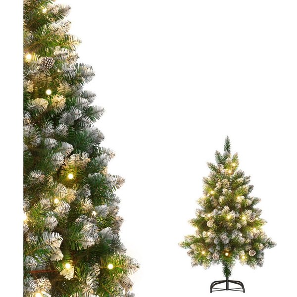 FIVMEN Künstlicher Weihnachtsbaum Tannenbaum mit Beleuchtung LED warm-weiß inkl. Metallständer