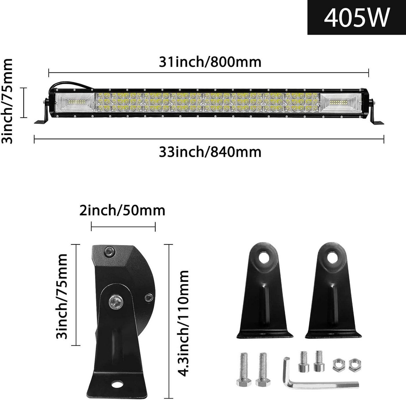 FIVMEN LED Arbeitsleuchte Arbeitsscheinwerfer Auto LED Light Bar Offroad Zusatzscheinwerfer, LED fest integriert – Bild 4 von 5