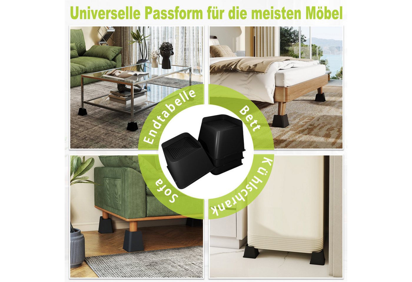 FIVMEN Möbelfuß Möbelerhöhung Betterhöhung Tischhöhe Möbelerhöher Tischerhöher, (4-St), Sofaerhöher für Couch Schreibtisch Sofa Tisch Bücherregal – Bild 5 von 5