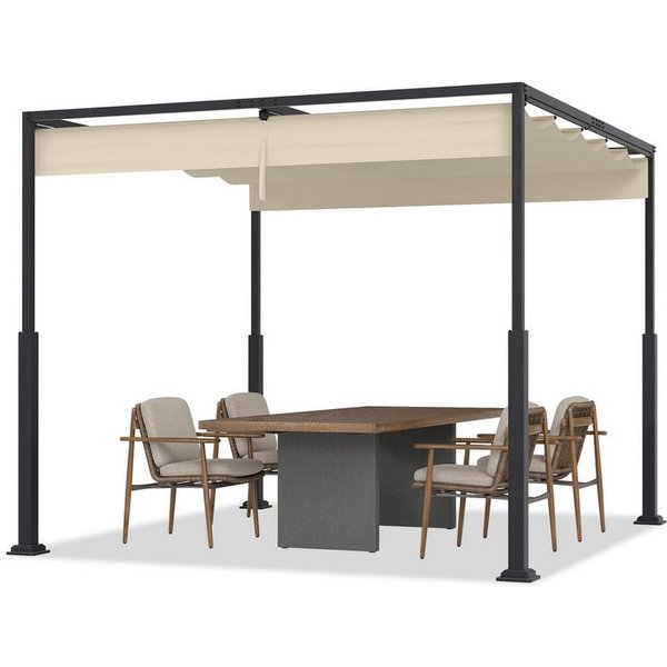 FIVMEN Pergola Gartenpavillon mit Schiebedach Terrassendachung aus Metall