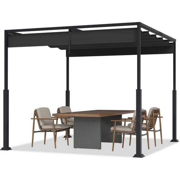 FIVMEN Pergola Gartenpavillon mit Schiebedach Terrassendachung aus Metall