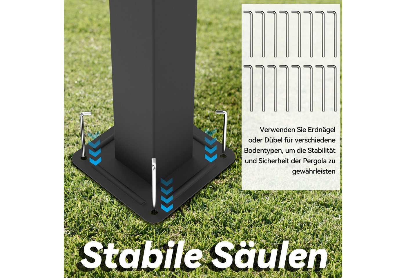 FIVMEN Pergola Gartenpavillon mit Schiebedach Terrassendachung aus Metall – Bild 5 von 5