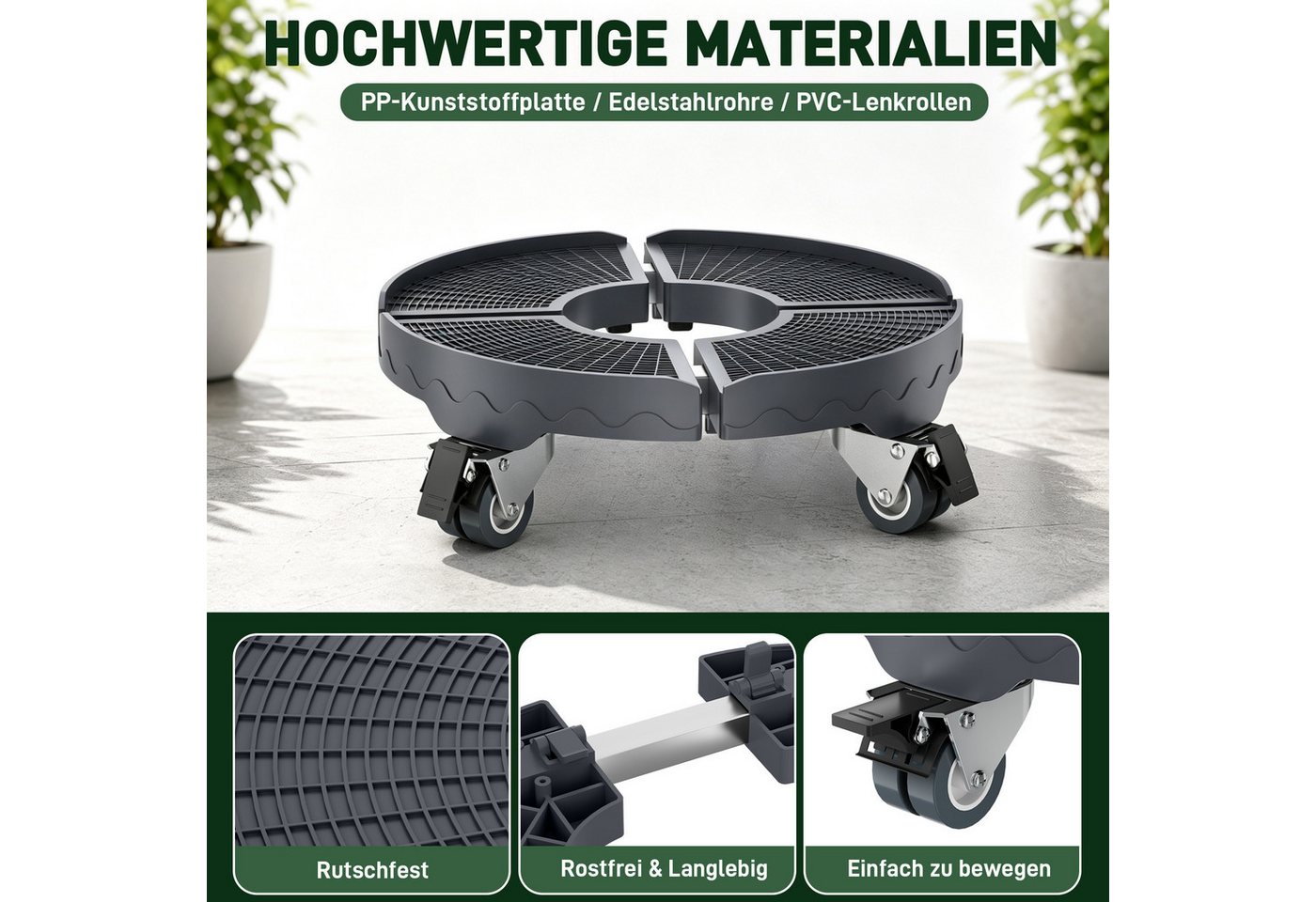 FIVMEN Pflanzenroller Rollendes Tablett mit 360 °Drehbare Räder – Bild 3 von 5