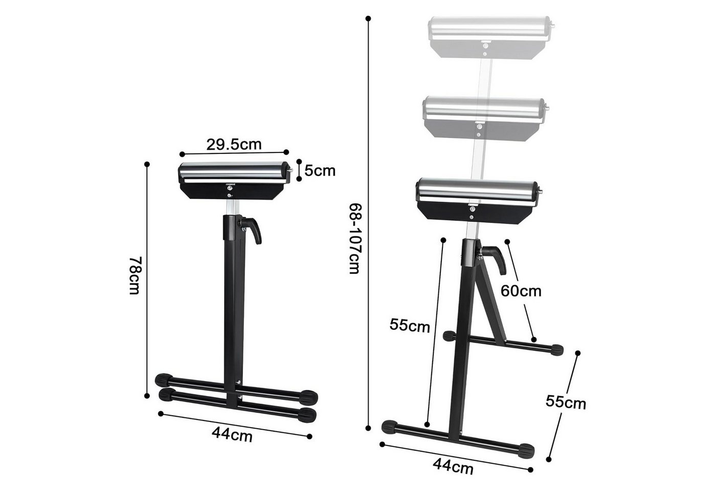 FIVMEN Sägebock 2/4 Stück Rollenbock Stufenlos Höhenverstellbar Klappbar Rollenständer, (2-St) – Bild 2 von 5