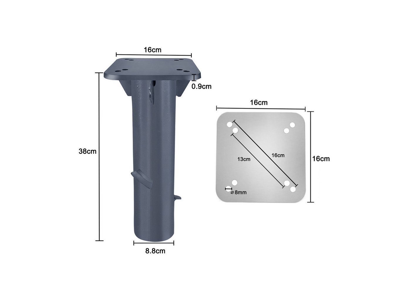 FIVMEN Schirmhalter Metall Universal Bodenplatte Schirmständer für Sonnenschirm,Dunkelgrau – Bild 2 von 5