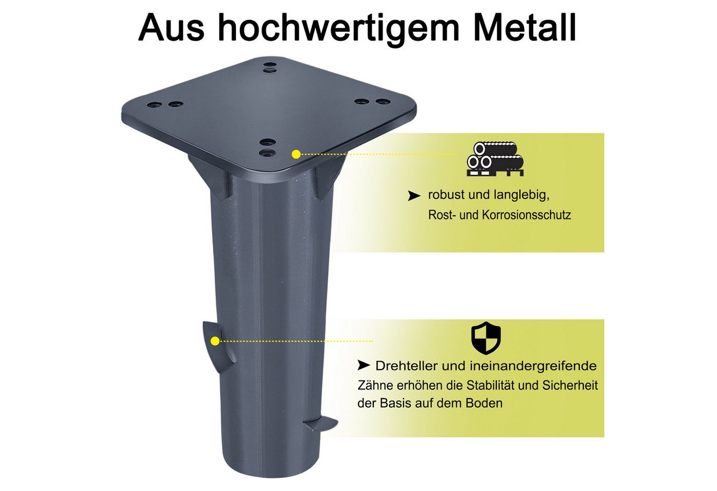 FIVMEN Schirmhalter Metall Universal Bodenplatte Schirmständer für Sonnenschirm,Dunkelgrau – Bild 4 von 5