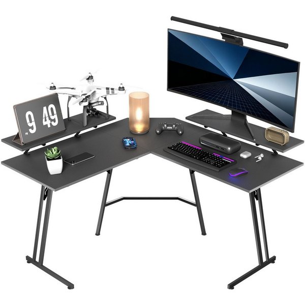 FIVMEN Schreibtisch Computertisch Gaming Tisch L-Frame PC Schreibtisch mit Tischplatte (1 Tisch), Gaming Schreibtisch inkl. Schwarze Kohlefaser für zu Hause/Bür