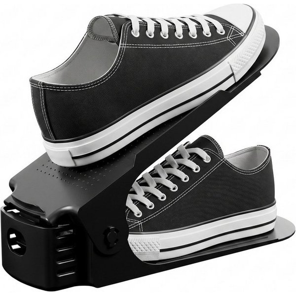 FIVMEN Schuhstapler Einstellbare Schuhregale Schuhhalter Set, 3 höhenverstellbar, Platzsparend, Weiß/Schwarz/Grau