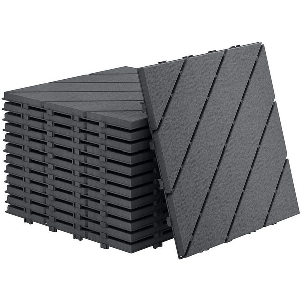 FIVMEN Terrassendielen Fliesen Klickfliesen Bodenbelag 30x30cm, Anthrazit/Braun(Typ B), (33-St), in Holzoptik für Terrassen, Gärten, Schwimmbäder
