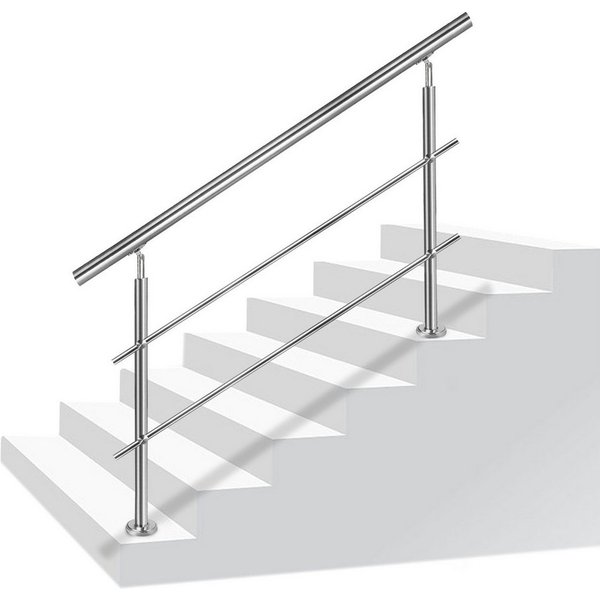FIVMEN Treppengeländer Handlauf Edelstahl Geländer mit 2 Pfosten Brüstungsgeländer, 100 cm Länge, 0-tlg., für Treppen, Brüstung, Balkon