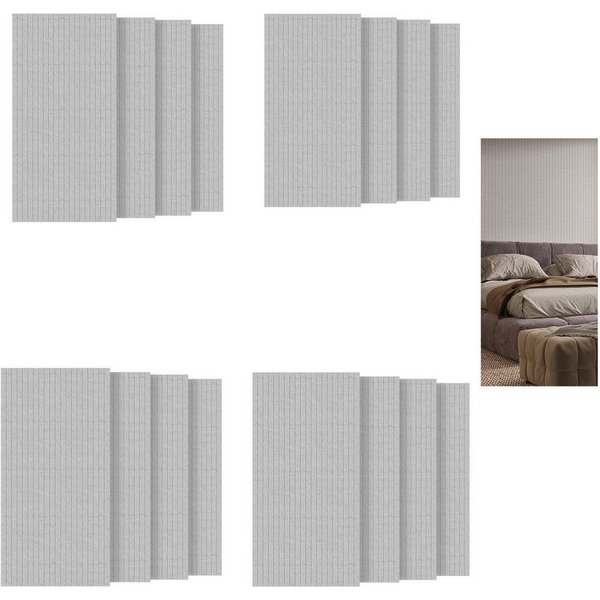 FIVMEN Wandpaneel Akustikpaneele Wand Selbstklebend Schalldämmung 4er/set, (16-tlg) Schwarz/Weiß/Hellgrau 120x60cm Polyesterfaser Langer Streifen
