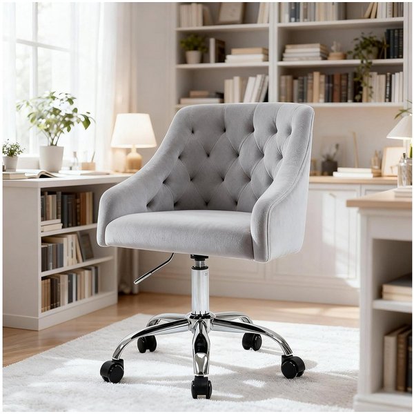 Fiximaster Polsterstuhl mit ergonomischer Rückenlehne, höhenverstellbarer Samt-Schminkstuhl (1 St), Drehstuhl und Bürostuhl, 360° drehbar