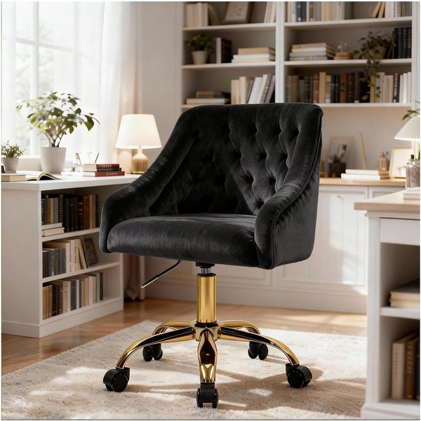 Fiximaster Polsterstuhl mit ergonomischer Rückenlehne, höhenverstellbarer Samt-Schminkstuhl (1 St), Drehstuhl und Bürostuhl, 360° drehbar