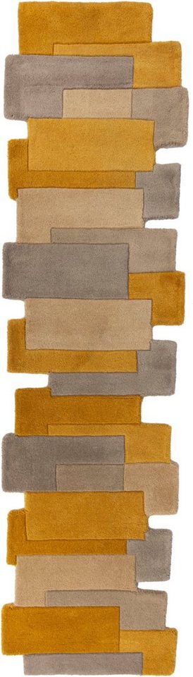 FLAIR RUGS Läufer Abstract Collage, 100% Wolle, Karo Design, rechteckig, Höhe: 11 mm, Patchwork, modern, mehrfarbig, Läufer, Wohnzimmer, Flur, Schlafzimmer – Bild 2 von 5