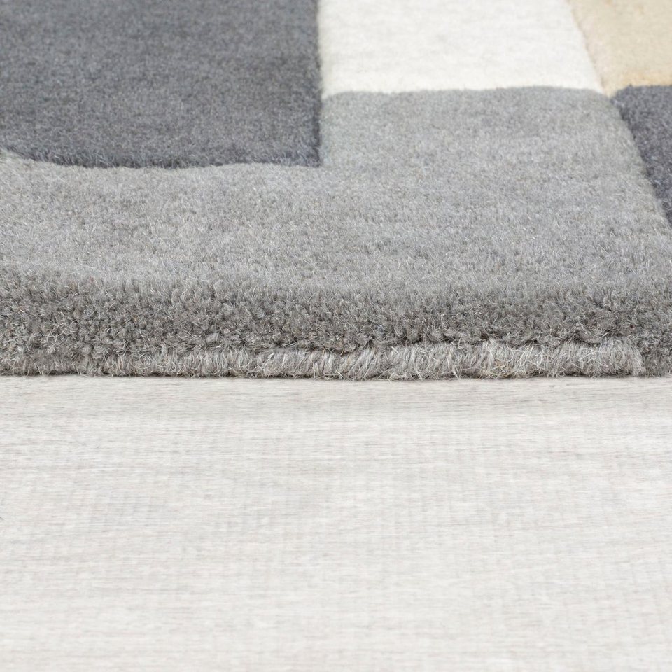 FLAIR RUGS Läufer Abstract Collage, 100% Wolle, Karo Design, rechteckig, Höhe: 11 mm, Patchwork, modern, mehrfarbig, Läufer, Wohnzimmer, Flur, Schlafzimmer – Bild 3 von 5